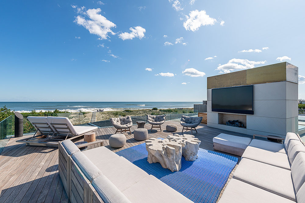 Beach house top deck with TV