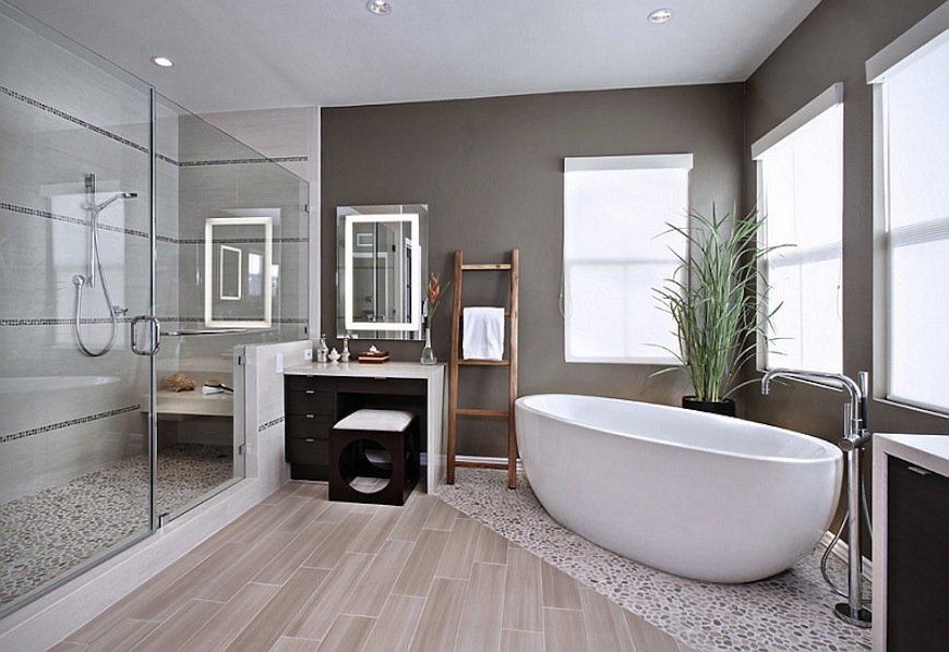 shower, vanity and tub