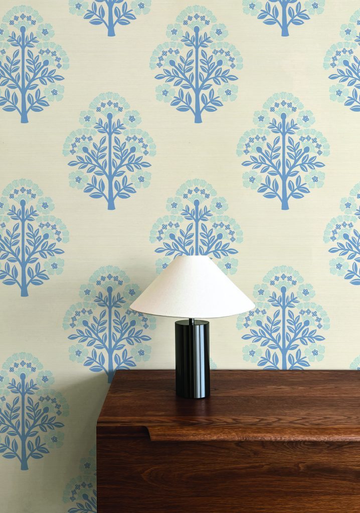 Tempaper sky blue floral grasscloth wallpaper detail the ultimate peel and stick wallpaper