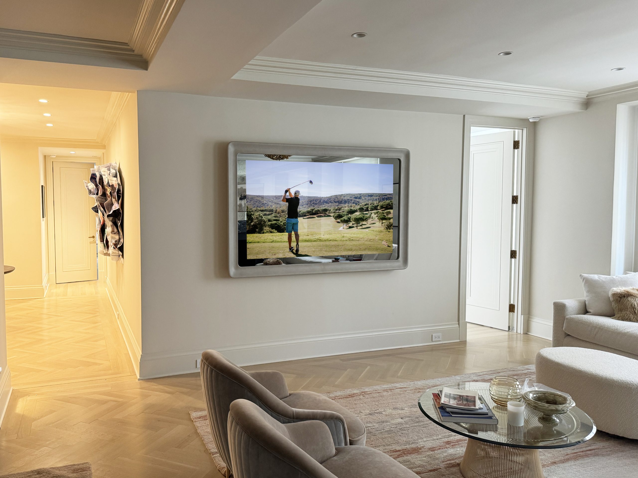 Reflectel the swoop leather with integrated soundbar reflectel 2026 technology designer magazine performance home award winners