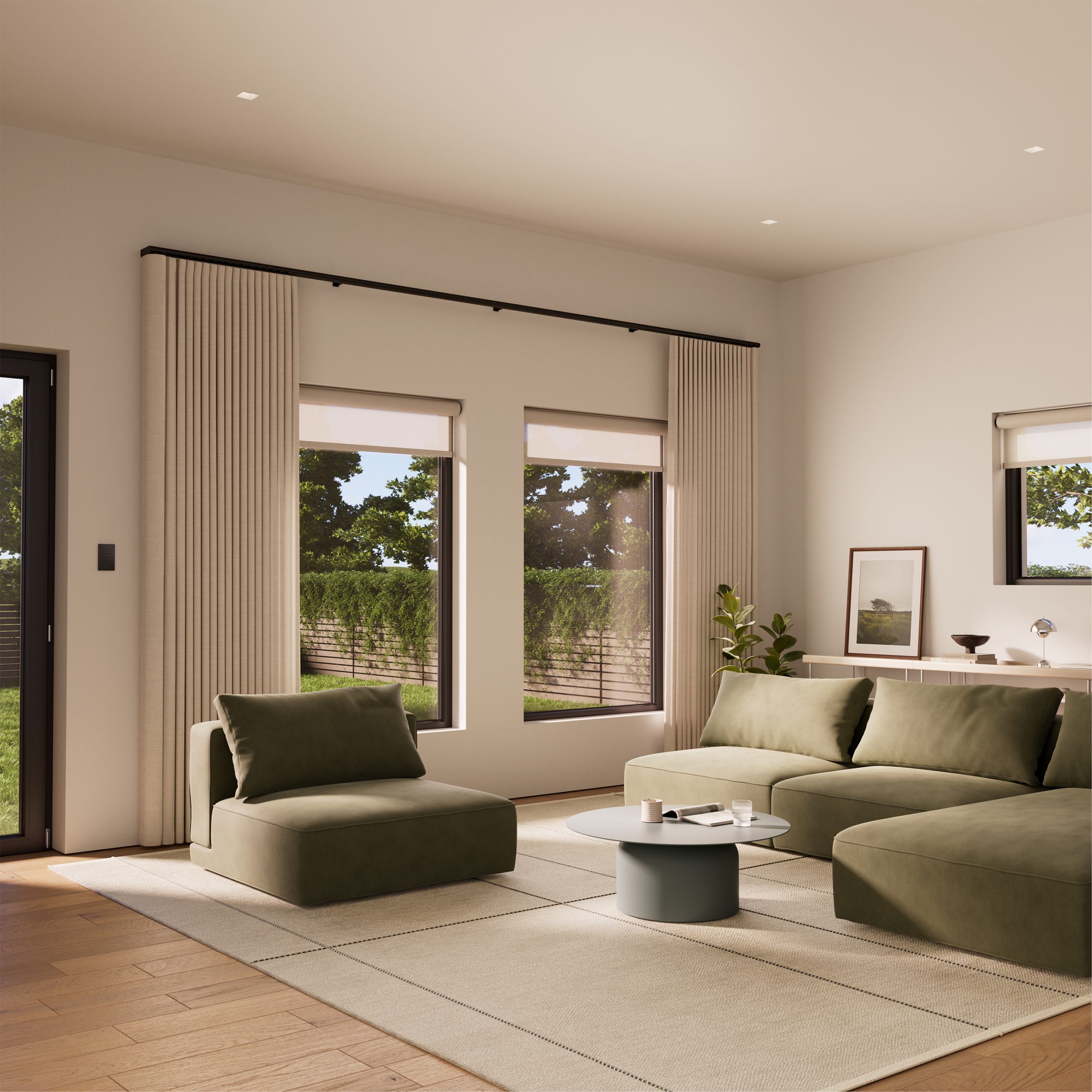 Lutron palladiom drapery in elegant living room lutron palladiom drapery cedia expo 2026 product showcase